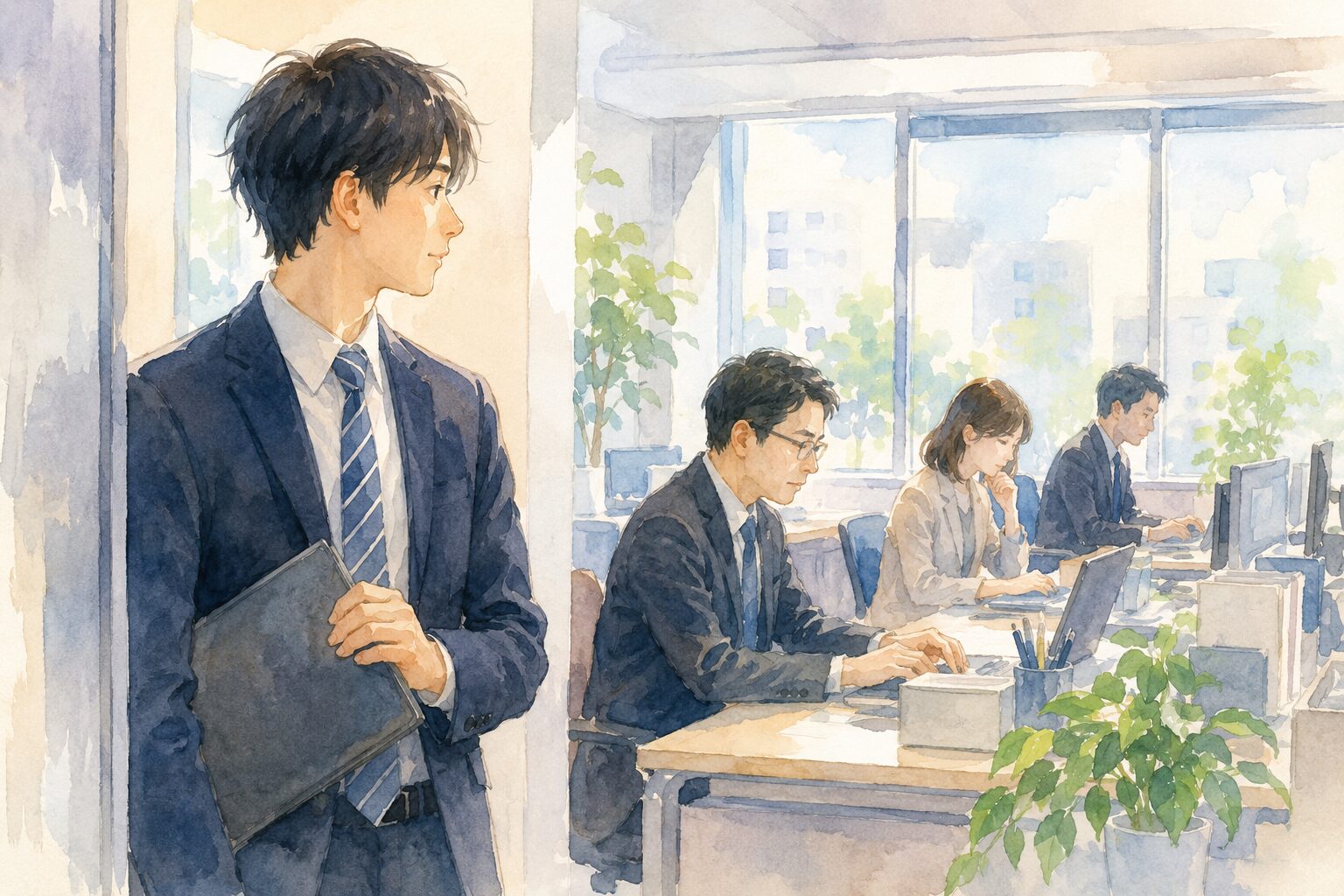 先輩を観察するシーン
